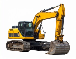 **Construction Excavators on White Background**