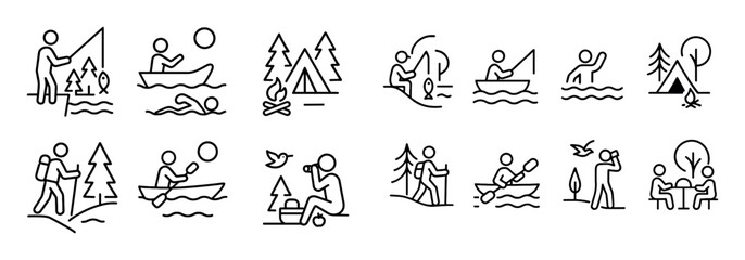 Naklejka premium Lake Activity Icons