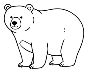 Cute cartoon polar bear standing with friendly expression – simple Arctic wildlife mascot vector illustration