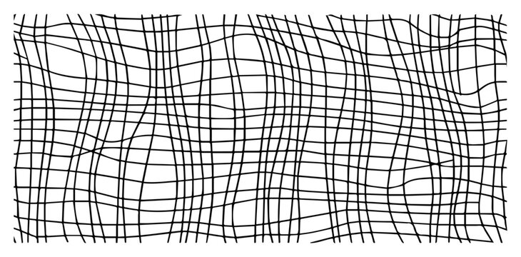 Wavy distorted grid pattern background – abstract warped mesh lines optical illusion vector texture