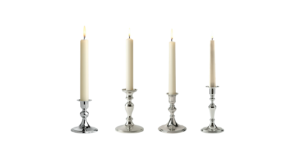 Candle on holder on transparent background