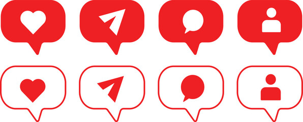 Social media notification icons, Social media Like, heart, comment, share icon, Social media notification icons comment, illustration,
