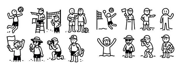 Beach Volleyball Doodle Icons