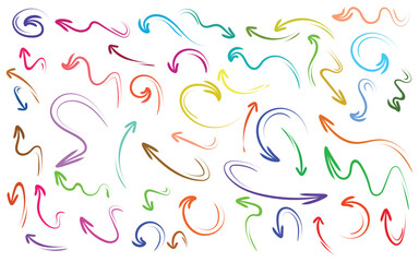 Colorful hand drawn arrows pointing in various directions