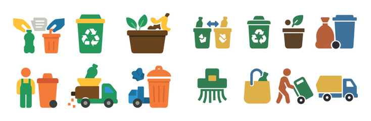 Colorful Waste Sorting Icons