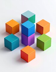 Fototapeta premium Colorful Geometric Wooden Blocks Arranged in a Playful Circle.