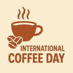 International Coffee Day Flat Vector Illustration with Coffee Cup Icon