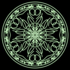 Fantasy Magic Circle Ornament Vector Black and White Outline Drawing for Tattoo Logo and Esport Emblem