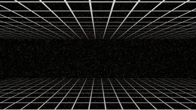 Futuristic glowing neon grid with dynamic particles, seamless loop technology background for digital media, motion design, and video templates.