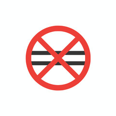 Fototapeta premium Single color vector icon of No Entry sign, solid fill, flat minimal style, white background