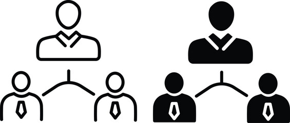 Business Hierarchy Icon with Leadership and Team Management Structure and vector silhouette..eps
