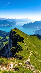 Mountain ridge overlooking a lake