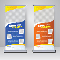 Tour and Travel rollup or X banner design template	
