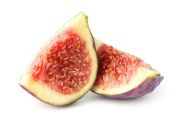 Pieces of ripe fig isolated on white