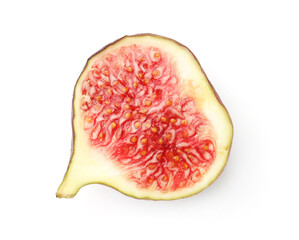 Piece of ripe fig isolated on white, top view