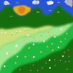 vector illustration of an abstract background with green grass