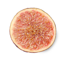Piece of ripe fig isolated on white, top view