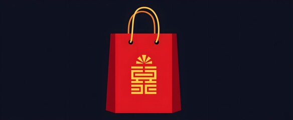 Singles day icon showing a shopping tote with a Chinese symbol for discount sale