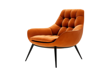 Designer chair with geometric pattern isolated on transparent background