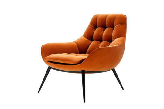 Designer chair with geometric pattern isolated on transparent background