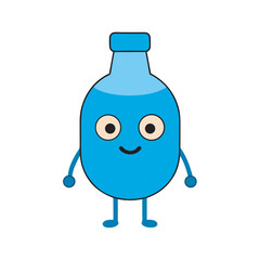 Cartoon water bottle character with happy face