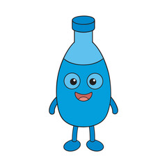 Cute cartoon water bottle character with smile