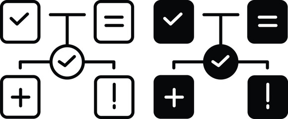 Workflow Decision Making Icon with Checklist, Tasks, and Process Management and vector silhouette..eps