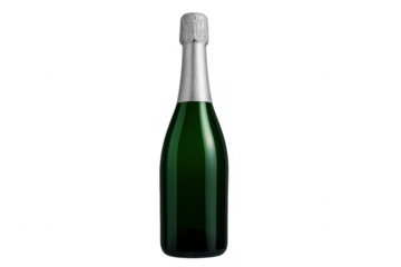 Green champagne bottle ready for celebration on transparent background