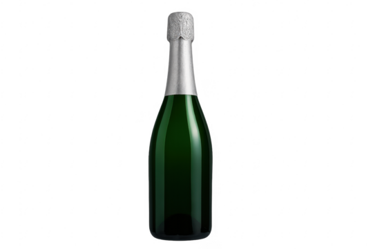 Green champagne bottle ready for celebration on transparent background - Powered by Adobe