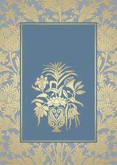 wedding card design, paisley floral pattern , India	