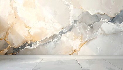 Subdued vintage marble texture wallpaper in beige and gray tones