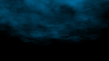 Blue powder smoke mist cloud isolated on black background dreamy dust explosion particles texture...