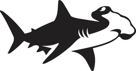 Hammerhead shark swimming silhouette, Shark ocean marine life vector © jakircreativedesign