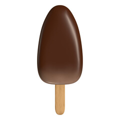 Smooth Oval Chocolate Ice Cream Bar 3D Icon

