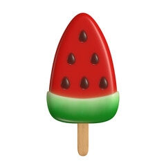 Watermelon Slice Pop Ice Cream Stick 3D Icon Fruit Flavor
