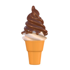 Chocolate Soft Serve Ice Cream Cone 3D Icon