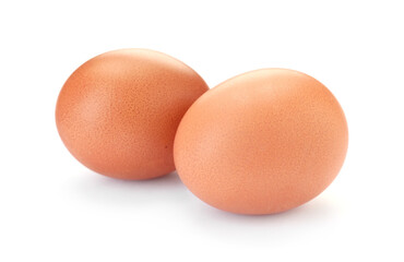 Two raw chicken eggs isolated on white