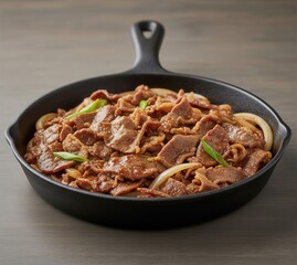 Soy Sauce Beef Bulgogi (간장불고기) Stir-Fried in a Glossy Skillet
