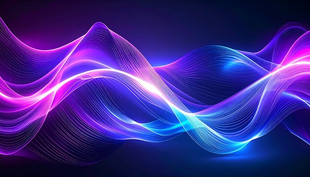 Ethereal waves of purple and blue light flow across a dark gradient background