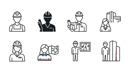 Architectural Blueprint Vector Icons – CAD Template Overlay with Clean White Background AI EPS PNG JPEG
