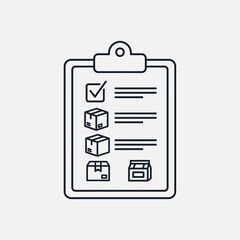 A checklist on a clipboard with items like boxes and a checkmark, representing a to-do list or inventory.