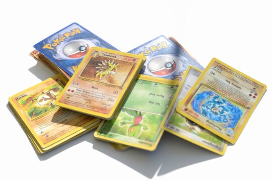 Stockholm, Sweden - September 24, 2025: Pokemon trading cards isolated on white