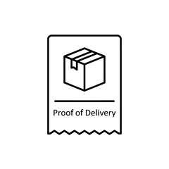 Proof of delivery label with a box icon.
