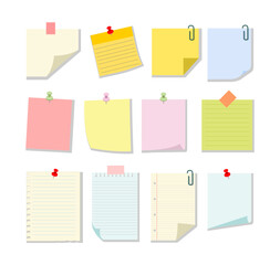 collection of colorful sticky notes and paper sheets vector illustration