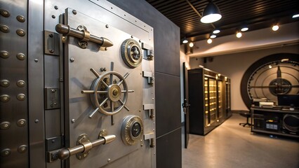 High security vault with complex combination lock on AI Generated