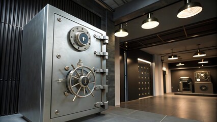 High security vault with complex combination lock on AI Generated