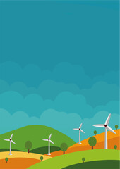 wind turbine on green field