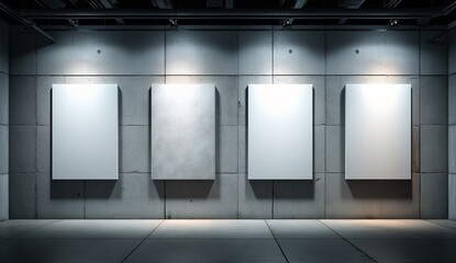 Generative AI, set of  posters mock up, blank minimalistic background, artwork template