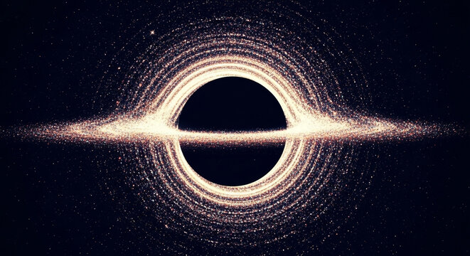 Dramatic cosmic black hole with swirling stardust evokes mystery, wonder, and scientific discovery, perfect for astronomy or physics concepts