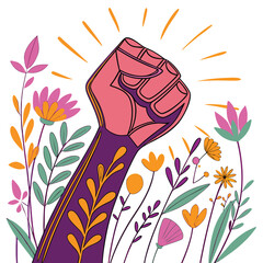 hand fist with flowers and leaves vector illustration graphic design vector illustration graphic design